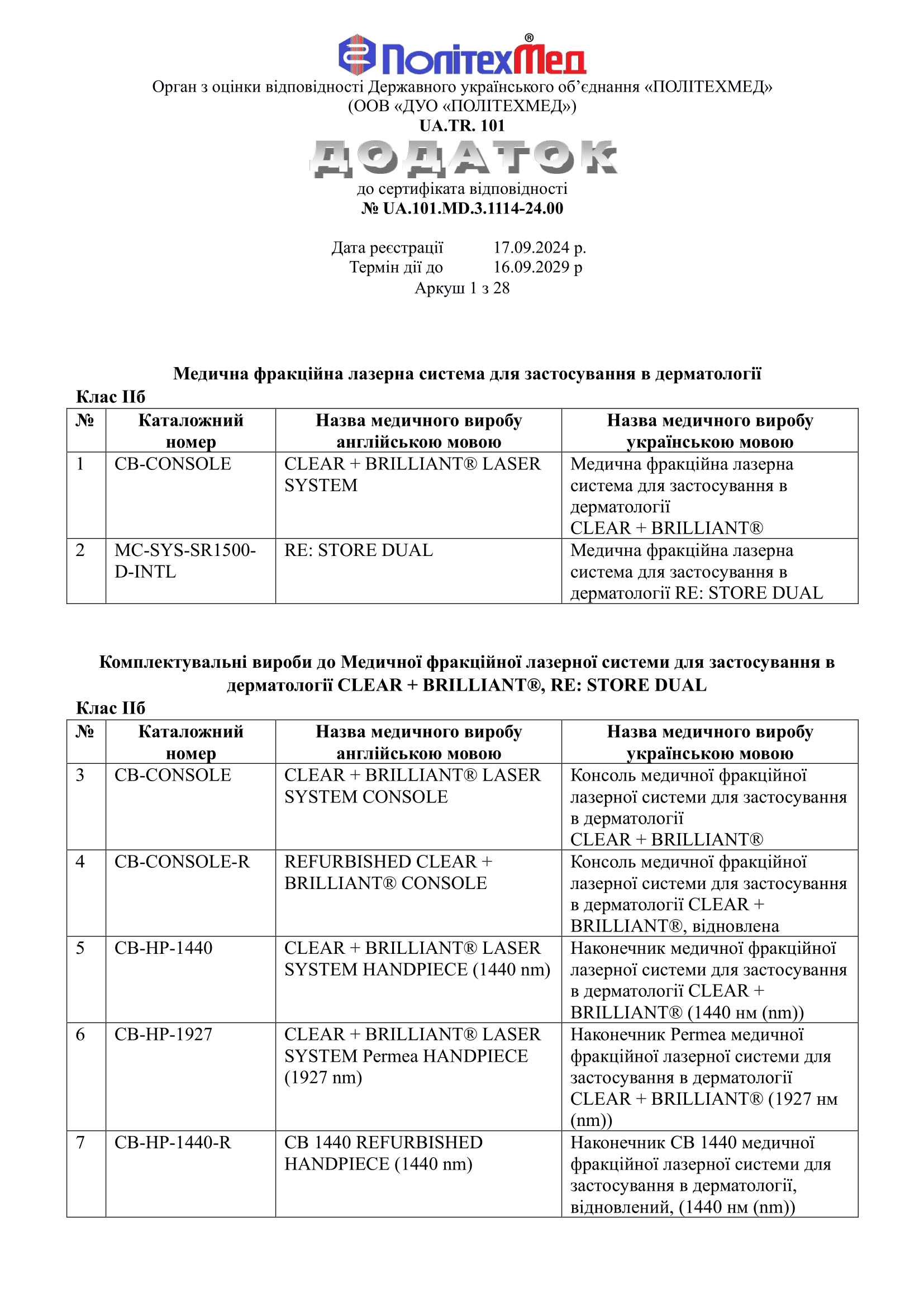 Документи та сертифікати Clear + Brilliant Touch - фото 
